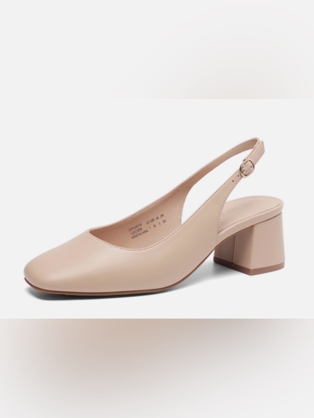 DREAM PAIRS nude tan sling back block heel adjustable pumps shoes 7.5M